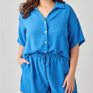 2pc Linen Airflow Btn Down Set